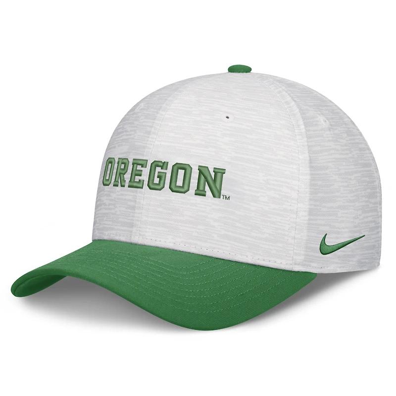 Casquette unisexe Nike blanche/verte Oregon Ducks Primetime Rise ajustable