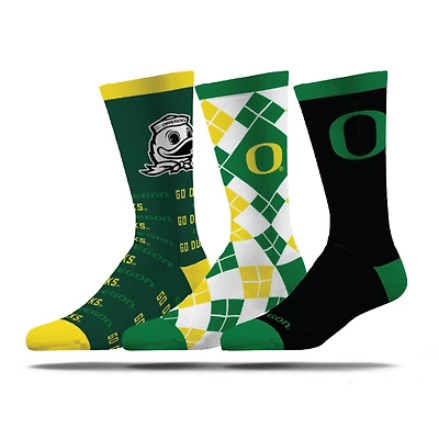 Lot de trois paires de chaussettes unisexes Strideline Oregon Ducks Business Knit Crew