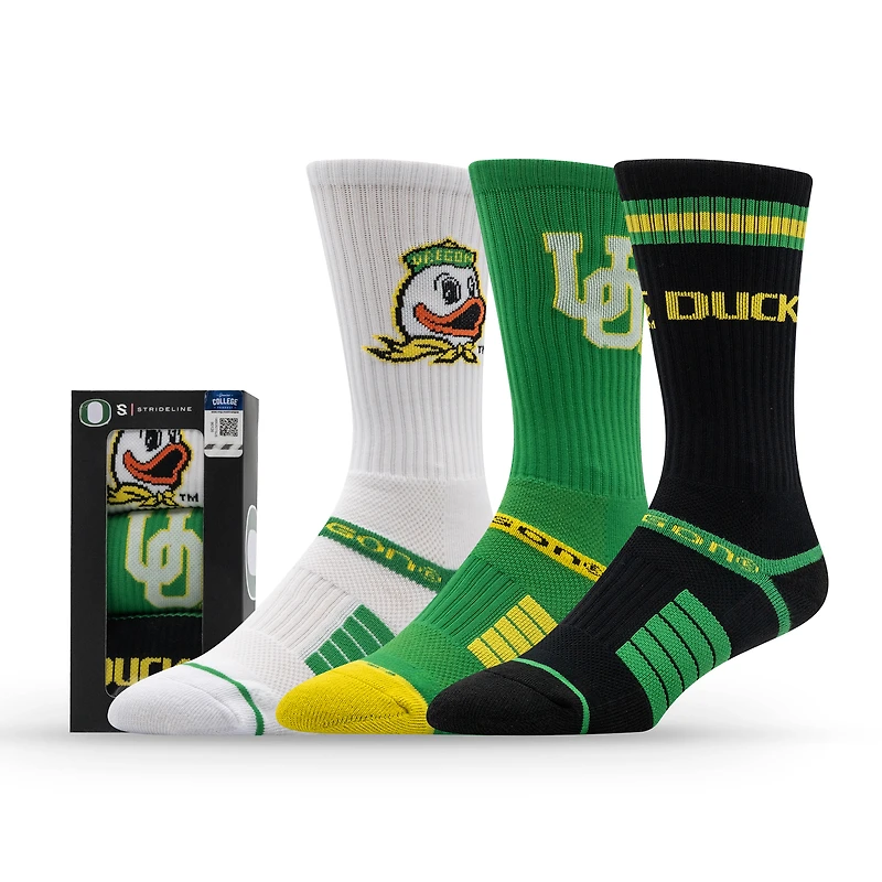 Unisex Strideline Oregon Ducks Premium Knit Crew Socks Three-Pack