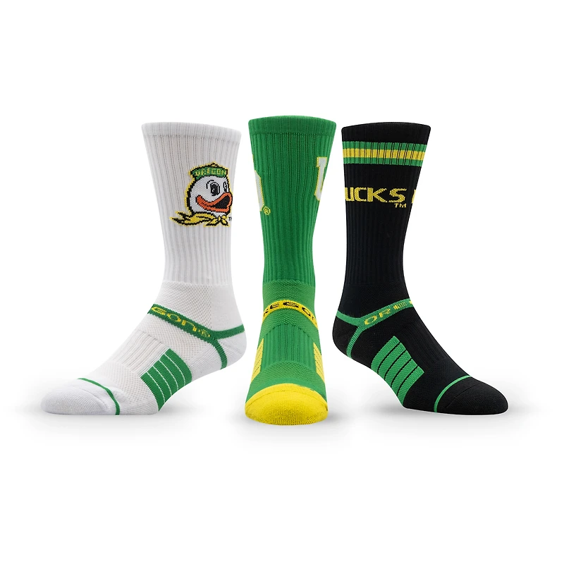 Unisex Strideline Oregon Ducks Premium Knit Crew Socks Three-Pack