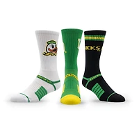 Unisex Strideline Oregon Ducks Premium Knit Crew Socks Three-Pack