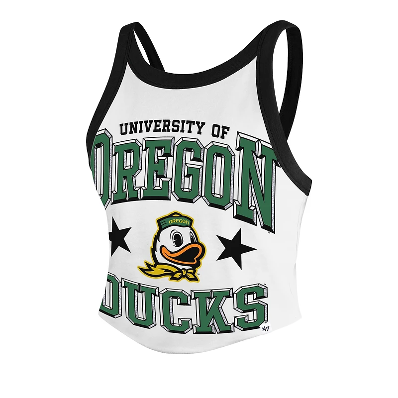 Women's '47 White Oregon Ducks Energize Sporty Cropped Racerback Tank Top
