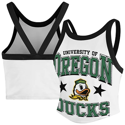 Women's '47 White Oregon Ducks Energize Sporty Cropped Racerback Tank Top