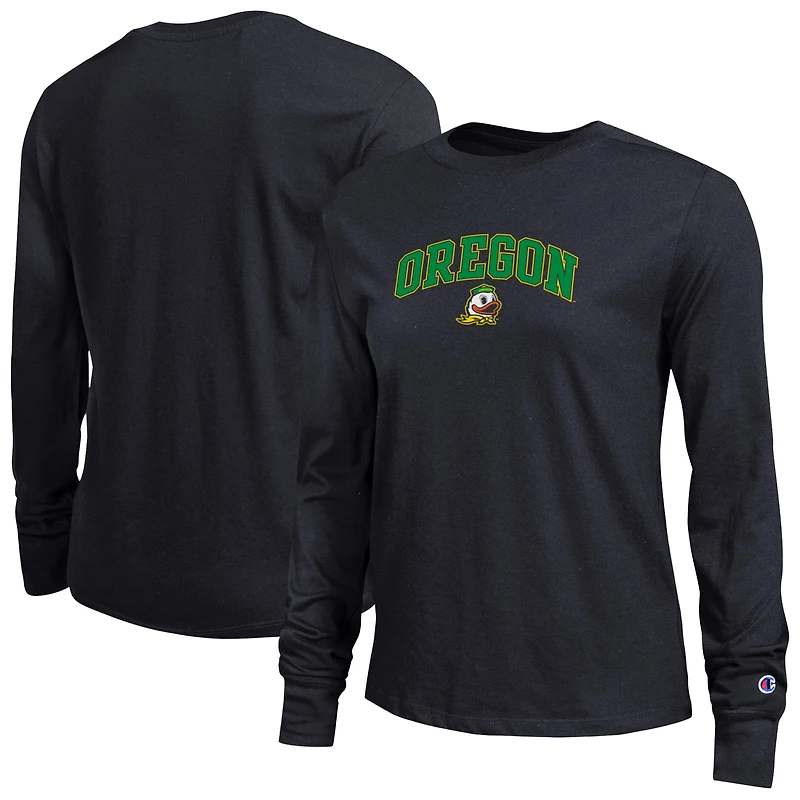 Women's Champion Black Oregon Ducks Arch Over Logo Long Sleeve T-Shirt