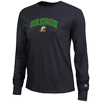 T-shirt à manches longues avec logo Arch Over des Oregon Ducks pour femme, championne noire