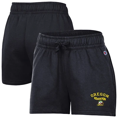 Short Champion noir Oregon Ducks Powerblend à taille élastique pour femme