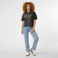 Women's Champion  Black Oregon Ducks Waist Length Wordmark T-Shirt
