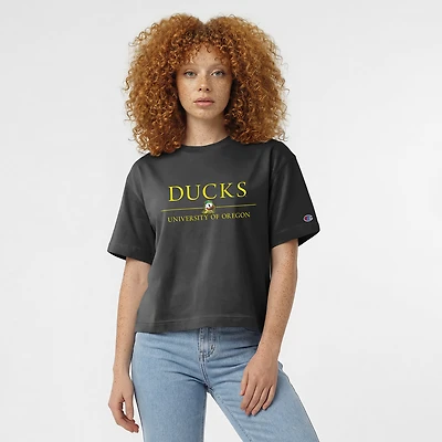 Women's Champion Black Oregon Ducks Waist Length Wordmark T-Shirt