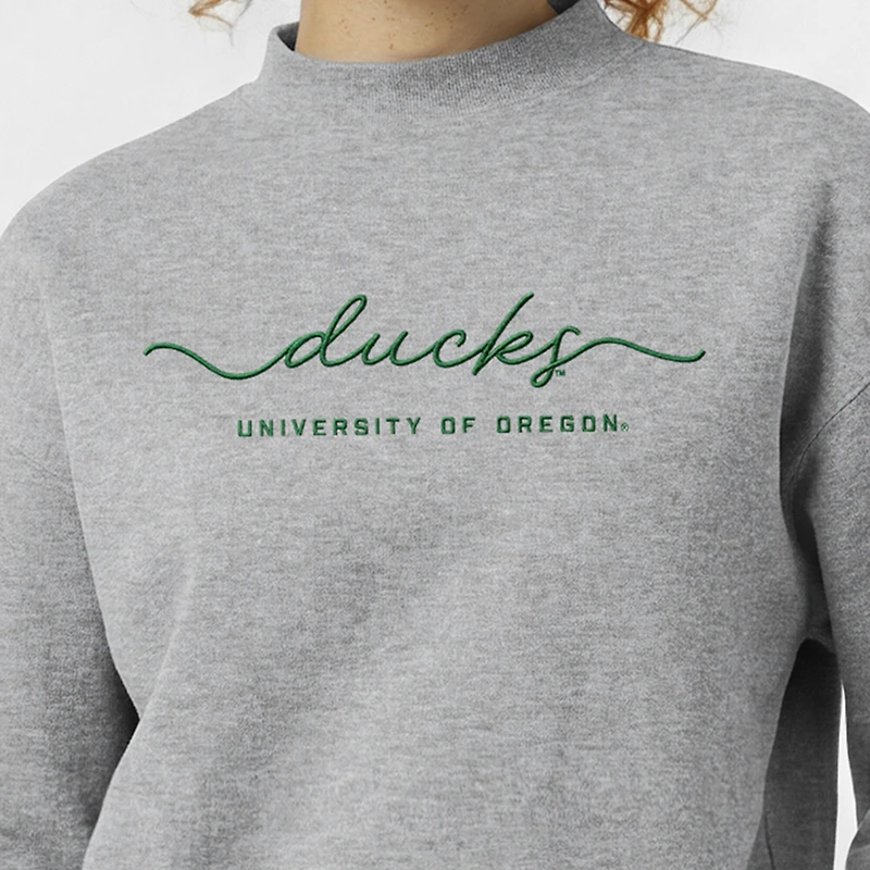 Women's Champion Gray Oregon Ducks Triumph Mock Neck Sweatshirt