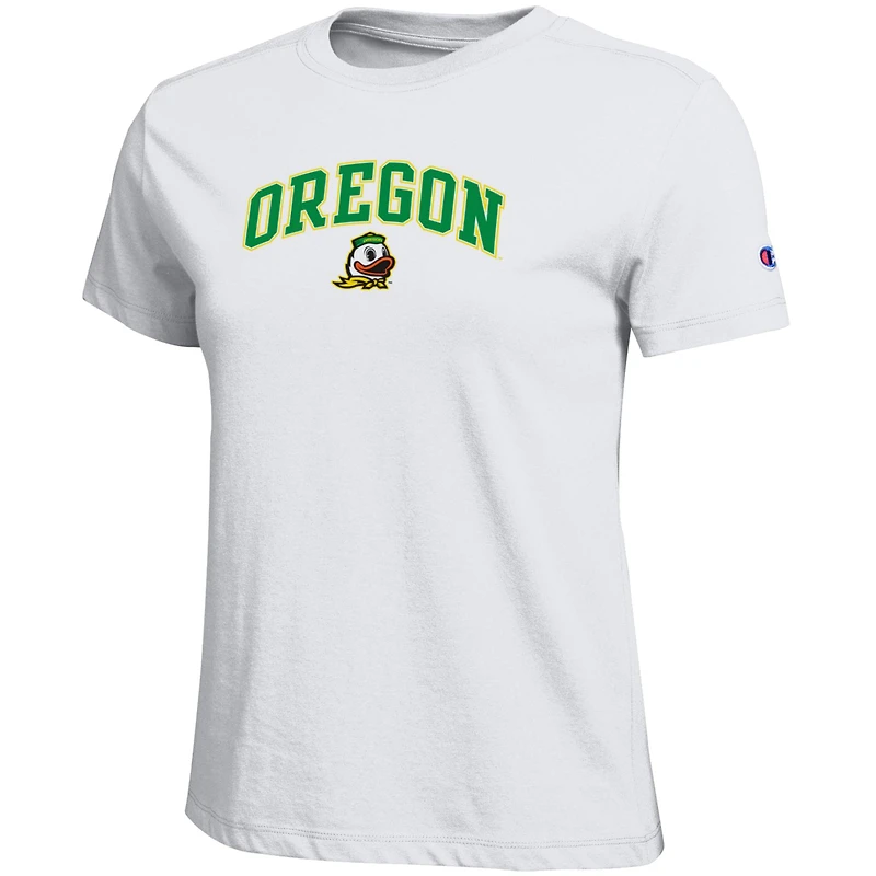 Women's Champion  White Oregon Ducks Arched Over Logo T-Shirt