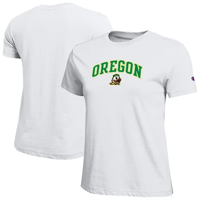 Women's Champion  White Oregon Ducks Arched Over Logo T-Shirt