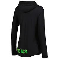 Colosseum Black Oregon Ducks My Lover - T-shirt léger à capuche manches longues pour femme