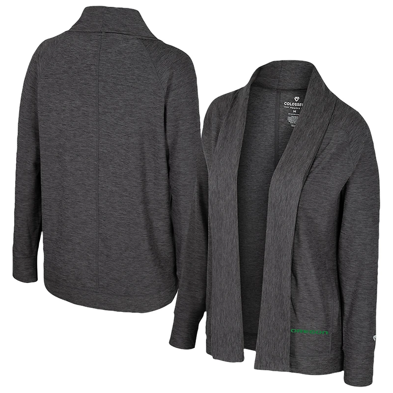 Women's Colosseum Charcoal Oregon Ducks Dash Cardigan