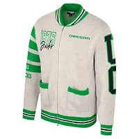 Pull jacquard entièrement zippé pour femme Colosseum Cream Oregon Ducks