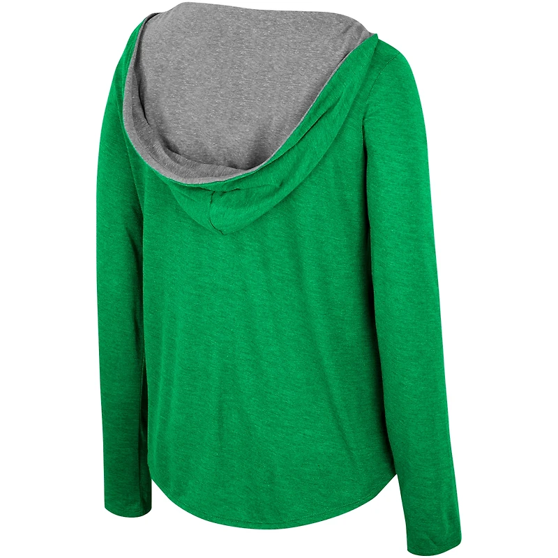 Women's Colosseum  Green Oregon Ducks Distressed Heather Long Sleeve Hoodie T-Shirt