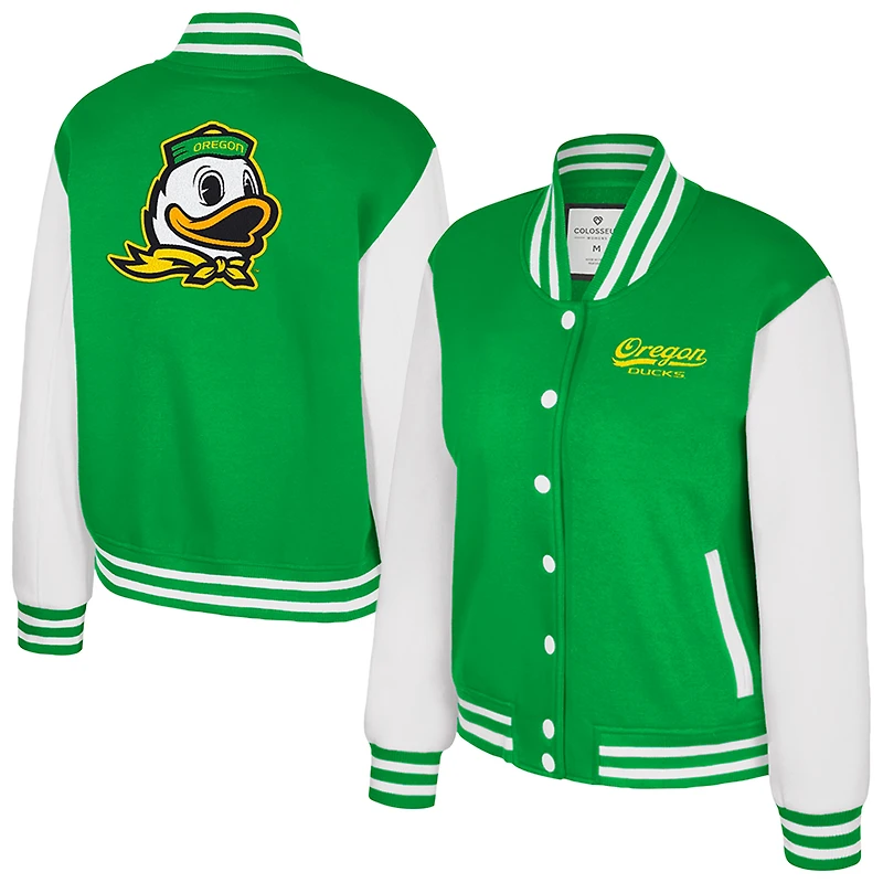 Women's Colosseum Green Oregon Ducks French Baguette Full Snap Fleece Jacket