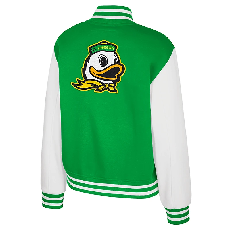 Women's Colosseum Green Oregon Ducks French Baguette Full Snap Fleece Jacket