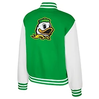Women's Colosseum Green Oregon Ducks French Baguette Full Snap Fleece Jacket