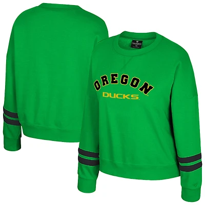 Sweat-shirt en molleton à col rond Splashy vert Colosseum pour femme des Oregon Ducks