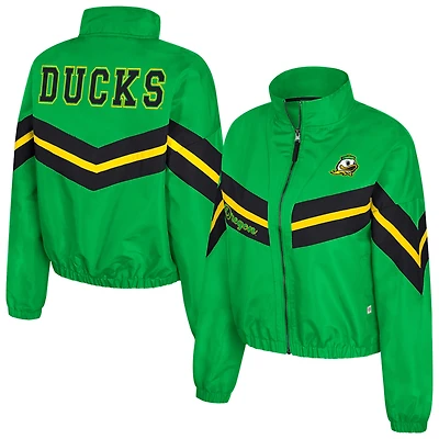 Women's Colosseum  Green Oregon Ducks Thin Ice Full-Zip Windbreaker