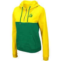 Chandail à capuchon léger demi-glissière Colosseum Oregon Ducks Aidan pour femmes, jaune/vert