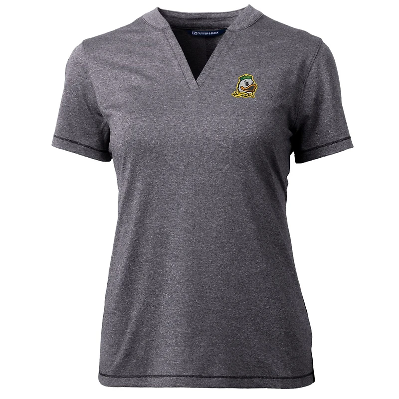 Women's Cutter & Buck Heather Charcoal Oregon Ducks Forge Blade V-Neck Top