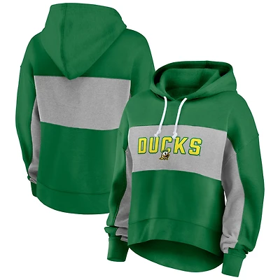 Women's Fanatics  Green/Gray Oregon Ducks Fleece Pullover Hoodie