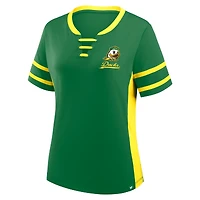 T-shirt à lacets Fanatics vert/jaune pour femme, Oregon Ducks, « Be Fearless Athena »
