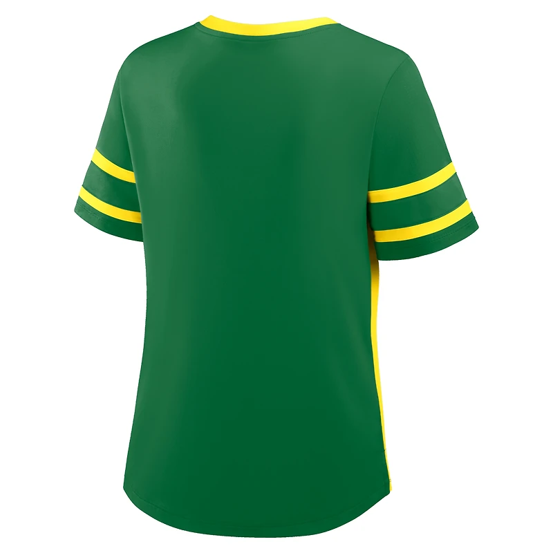 T-shirt à lacets Fanatics vert/jaune pour femme, Oregon Ducks, « Be Fearless Athena »