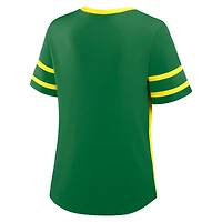 T-shirt à lacets Fanatics vert/jaune pour femme, Oregon Ducks, « Be Fearless Athena »