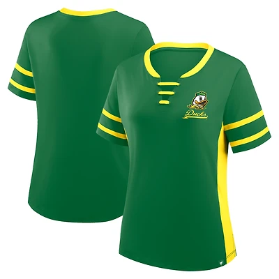 T-shirt à lacets Fanatics vert/jaune pour femme, Oregon Ducks, « Be Fearless Athena »