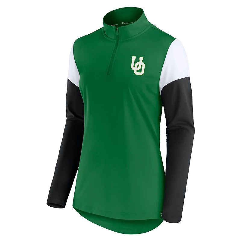 Women's Fanatics Green Oregon Ducks Block Party Quarter-Zip Top