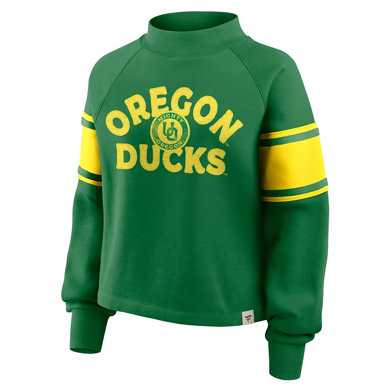 Sweat-shirt surdimensionné vert Oregon Ducks pour femme, motif raglan, avec Hometown Premium Punt Covering