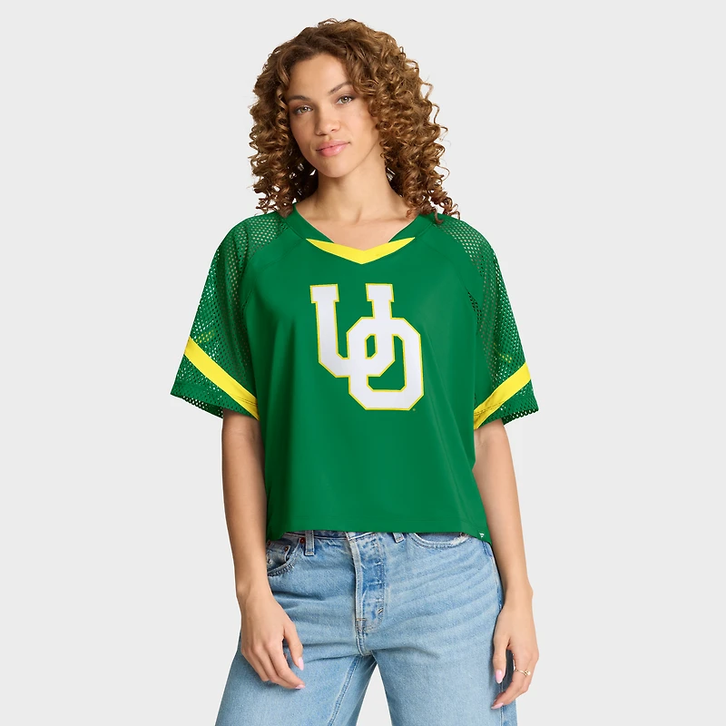 Women's Fanatics Green Oregon Ducks Oversized Raglan V-Neck Fashion Jersey