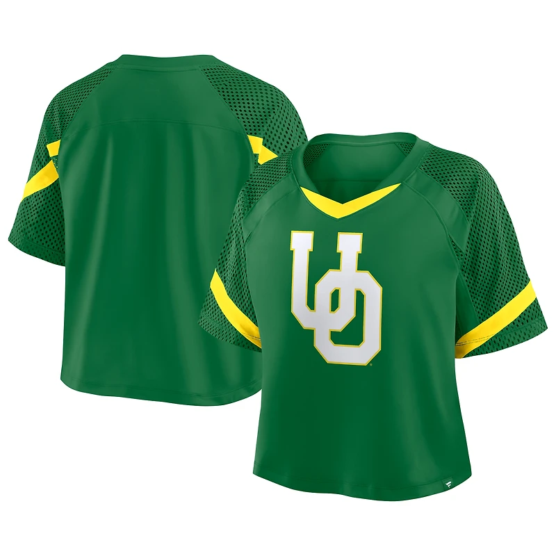 Maillot surdimensionné à col en V et manches raglan vert Fanatics pour femme des Oregon Ducks