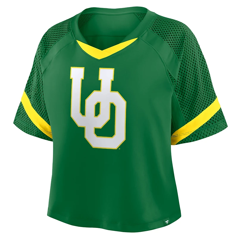 Maillot surdimensionné à col en V et manches raglan vert Fanatics pour femme des Oregon Ducks