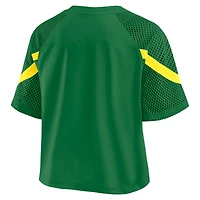 Maillot surdimensionné à col en V et manches raglan vert Fanatics pour femme des Oregon Ducks