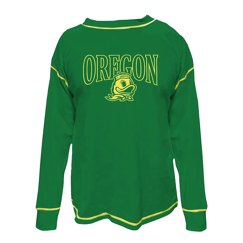 Women's Fanatics Green Oregon Ducks Plus Contrast Stitch Sweatshirt