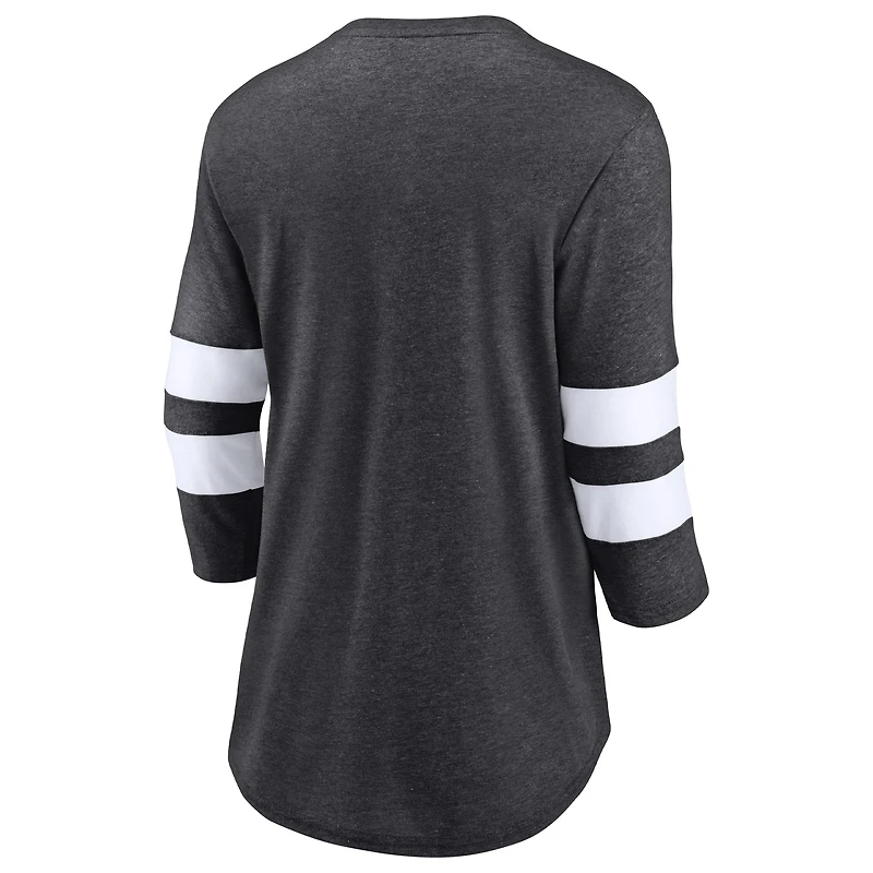 Women's Fanatics Heathered Charcoal Oregon Ducks Drive Forward Tri-Blend 3/4-Sleeve T-Shirt