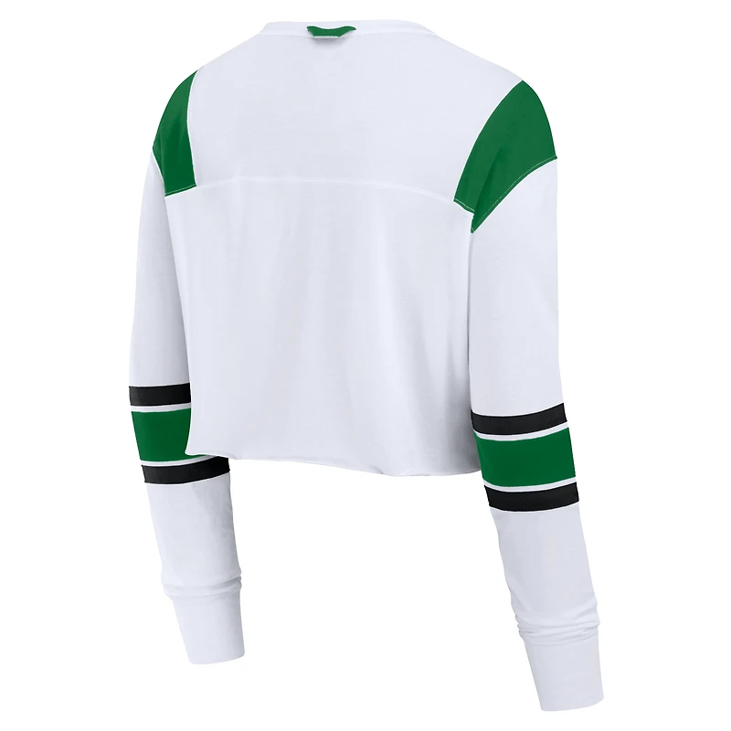 Haut court à manches longues et col en V pour femme Fanatics White Oregon Ducks Training Camp