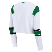 Haut court à manches longues et col en V pour femme Fanatics White Oregon Ducks Training Camp