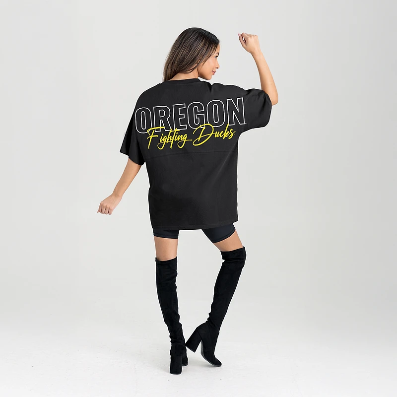 T-shirt surdimensionné noir Gameday Couture des Oregon Ducks pour femme, « Back at Ya »