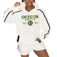Women's Gameday Couture Cream Oregon Ducks Down, Set, Go Pullover Hoodie and Shorts Set