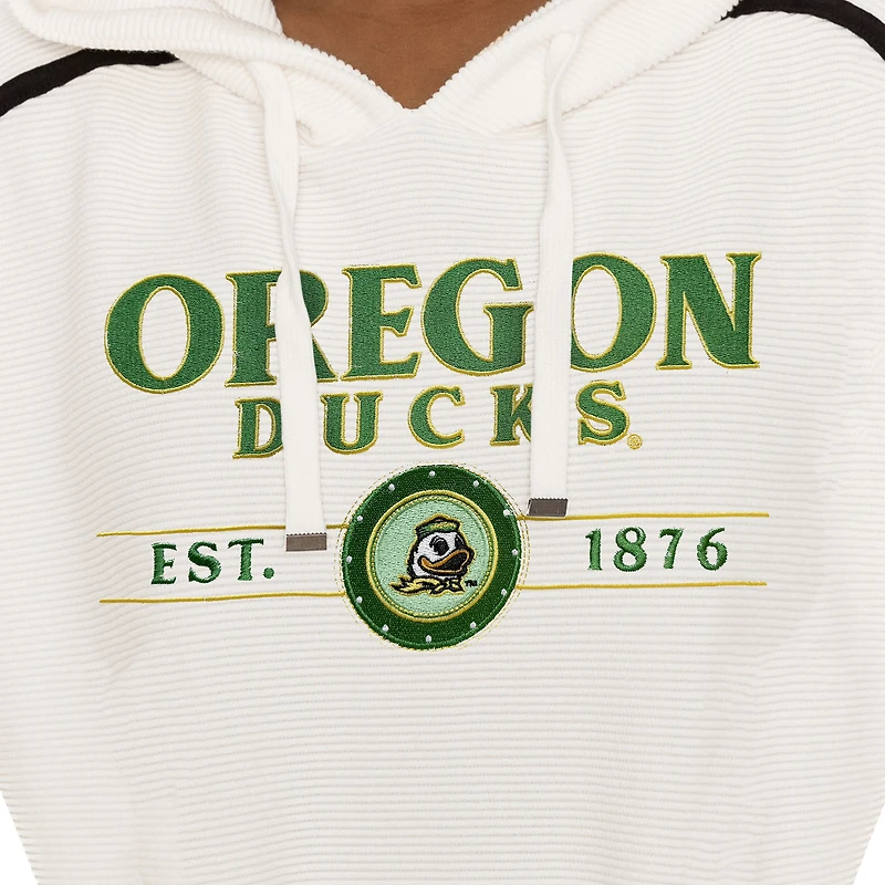 Women's Gameday Couture Cream Oregon Ducks Down, Set, Go Pullover Hoodie and Shorts Set