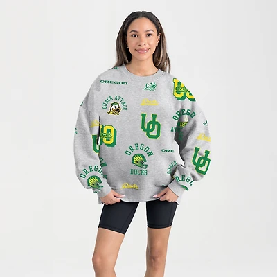 Women's Gameday Couture Gray Oregon Ducks Always on Repeat Fleece Sweatshirt