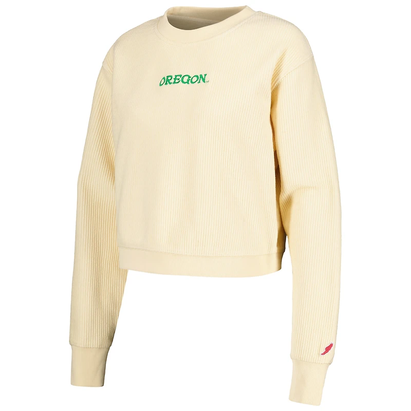 Women's League Collegiate Wear Cream Oregon Ducks Timber Cropped Pullover Sweatshirt