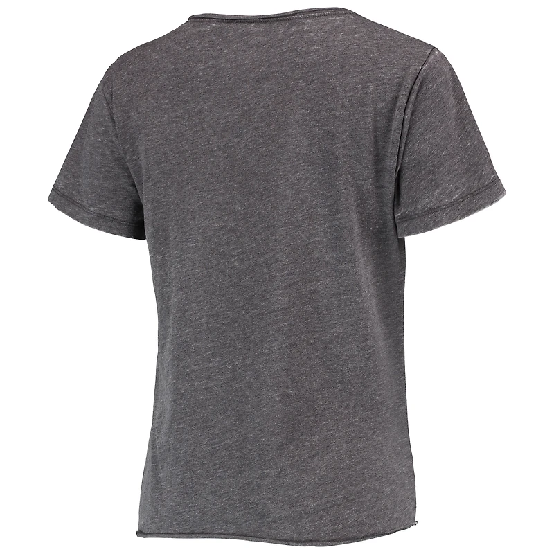 Women's League Collegiate Wear Heathered Black Oregon Ducks Burnout Loose Fit V-Neck T-Shirt