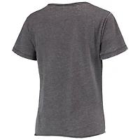 Women's League Collegiate Wear Heathered Black Oregon Ducks Burnout Loose Fit V-Neck T-Shirt