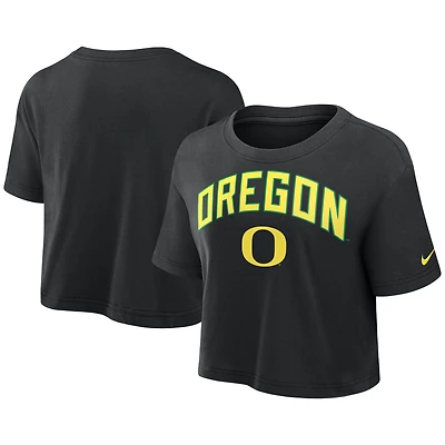 Women's Nike Black Oregon Ducks Athletic Prep Arch Dri-FIT Cropped T-Shirt