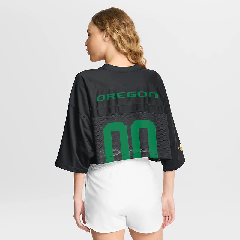 Women's Nike Black Oregon Ducks Cropped Mesh Dri-FIT Fashion Jersey